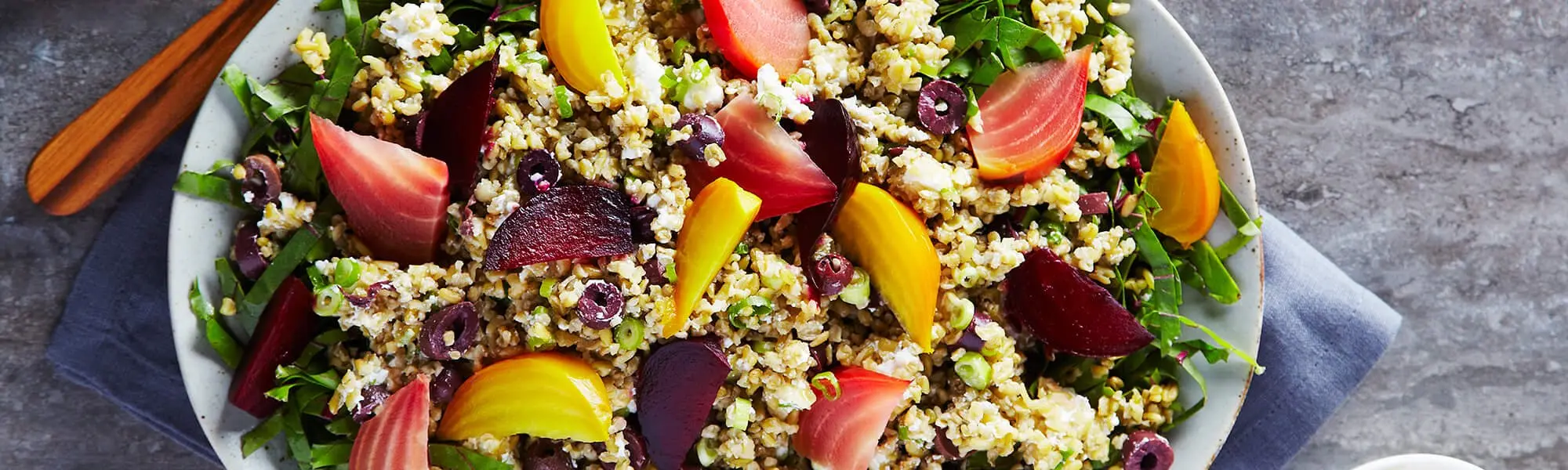 Layered Citrus Beet and Freekeh Salad